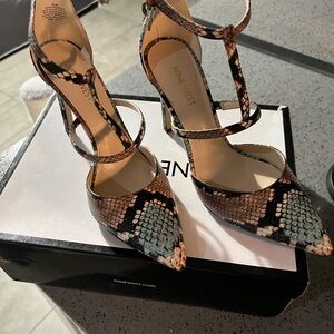 Nine West Snakeskin Pattern Heels - Black and Blue